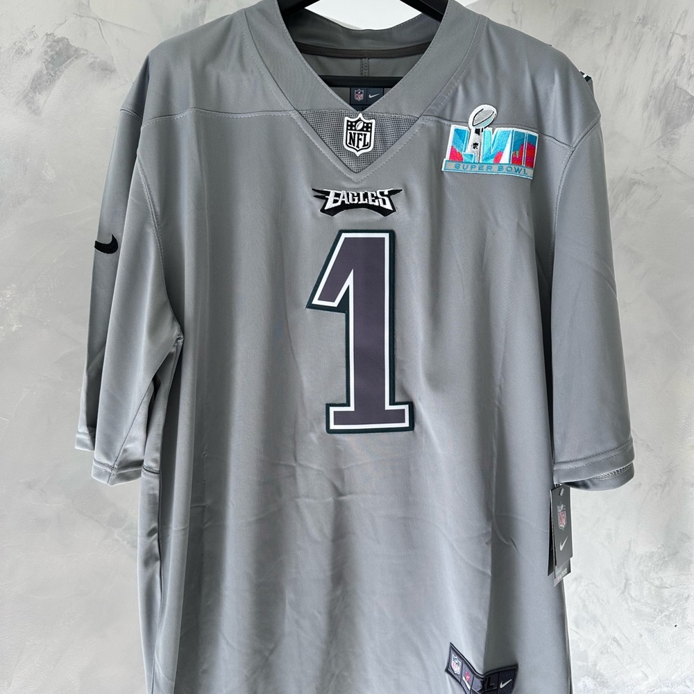 Philadelphia Eagles Jalen hurts Gray jersey Super Bowl edition size large